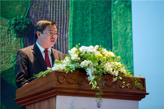 Ông Trương Cảnh Tuyên, Phó chủ tịch UBND tỉnh Hậu Giang phát biểu tại Diễn đàn Kinh tế xanh 2018