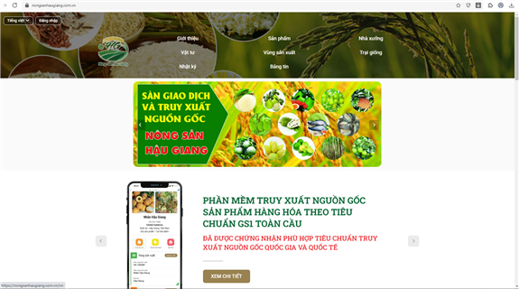 Trang Web nongsanhaugiang do Trung tâm Khuyến nông và Dịch vụ Nông nghiệp tỉnh Hậu Giang đang vận hành